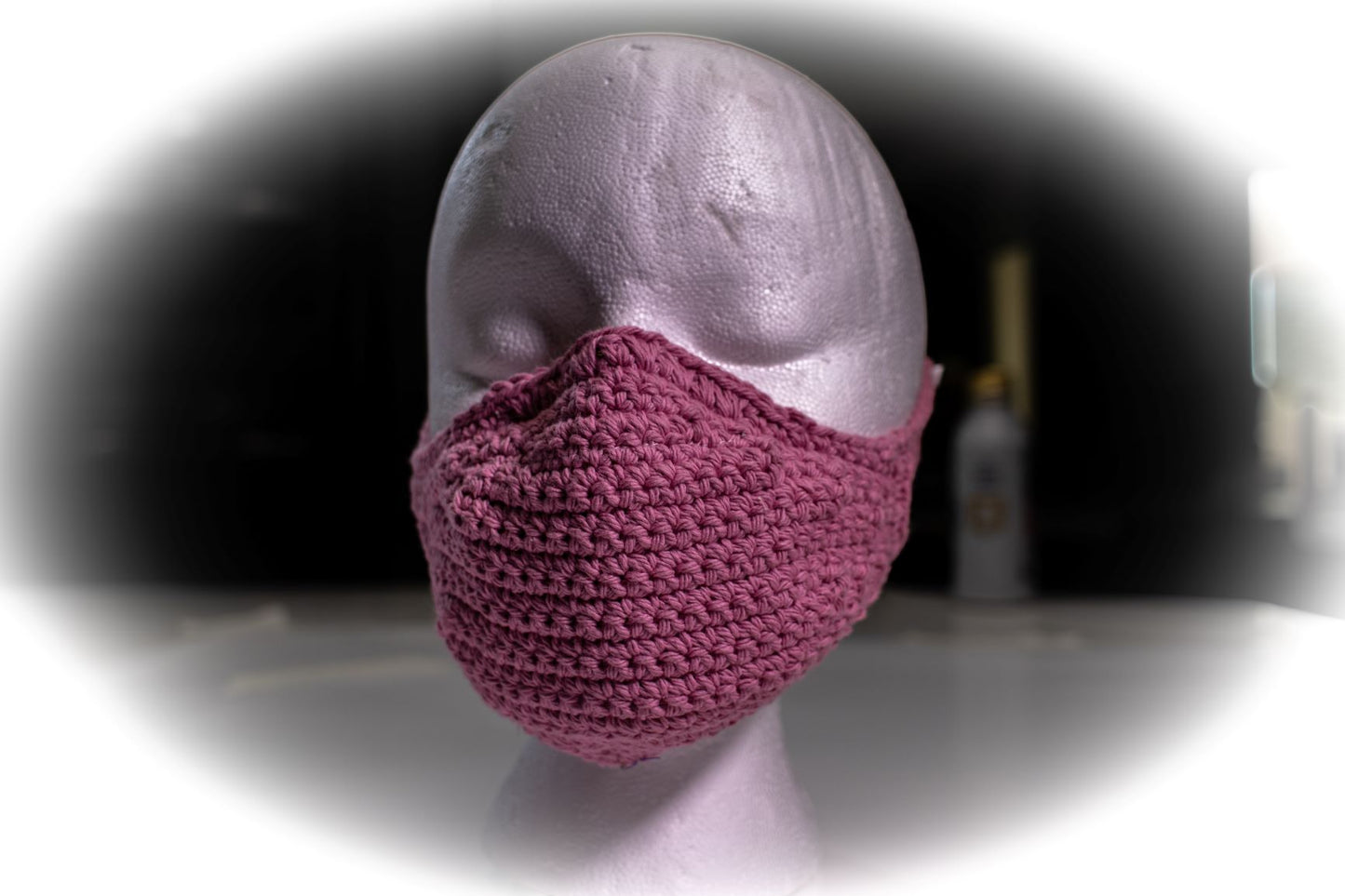 Face Covering Crochet Rose Pink