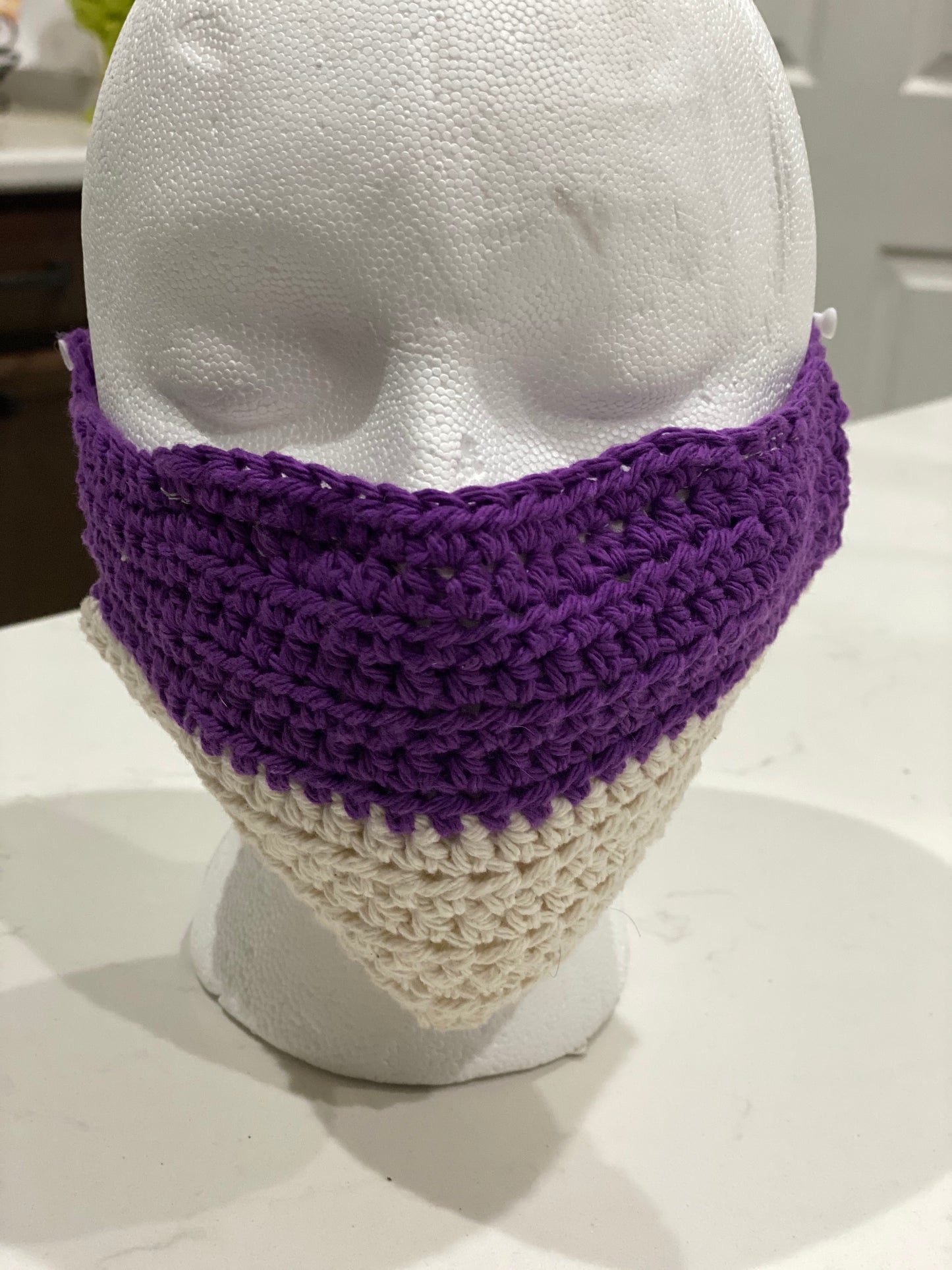 Face Covering Crochet Purple and White