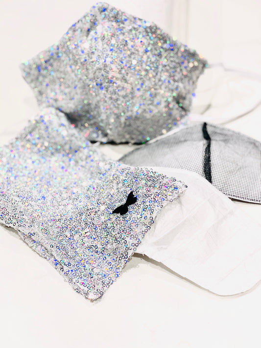Face Coverings Silver Sequin